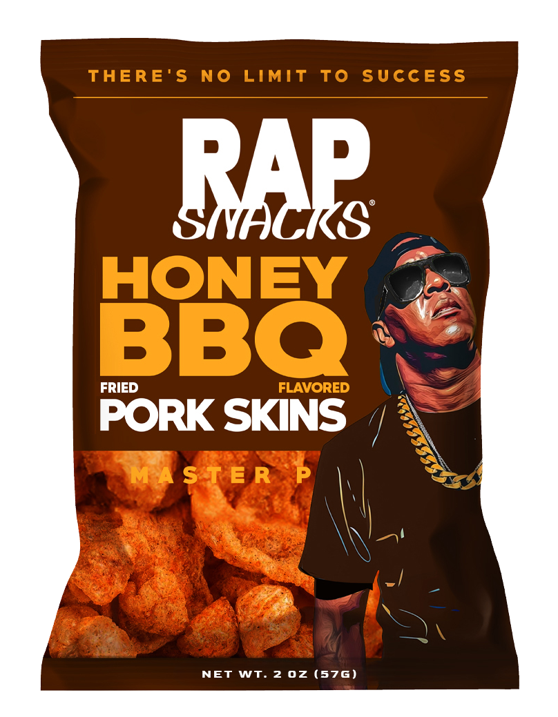 rap snacks master p honey bbq fried pork skins (1.75oz) (12 bags)