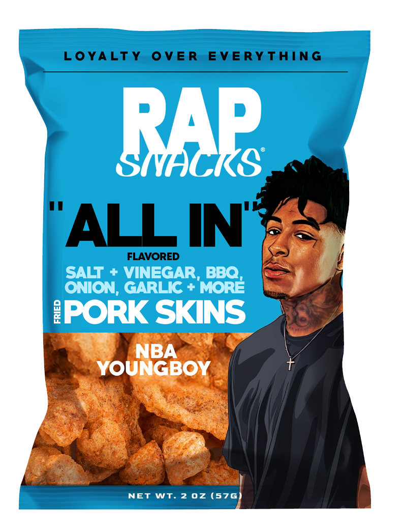 rap snacks nba youngboy "all in" flavored fried pork skins (1.75oz) (12ct)