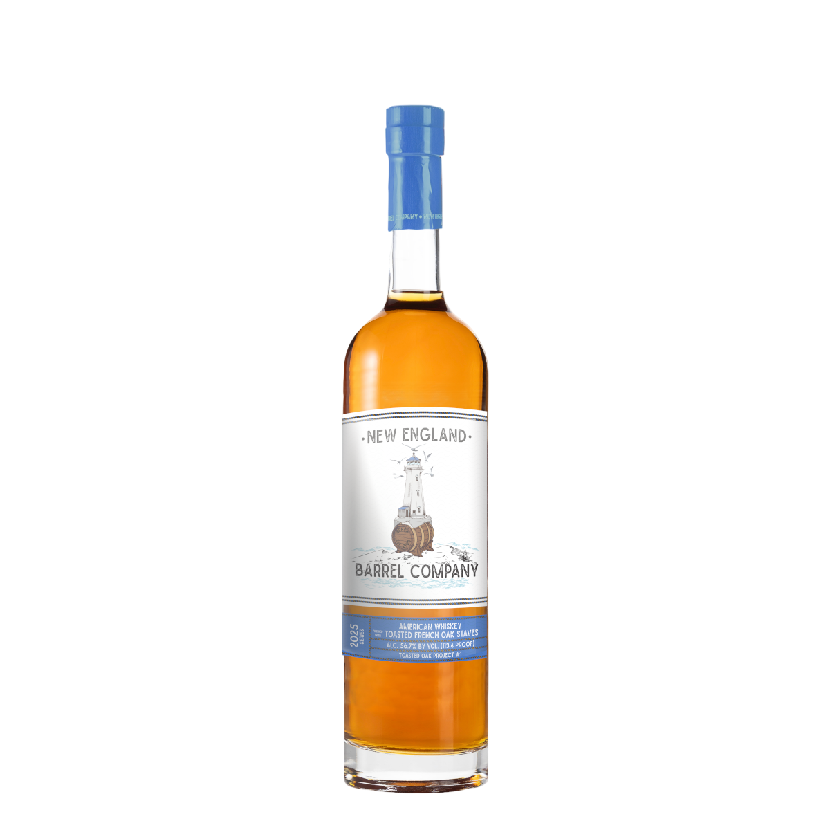 new england barrel company 7 year toasted american whiskey — bottle front
