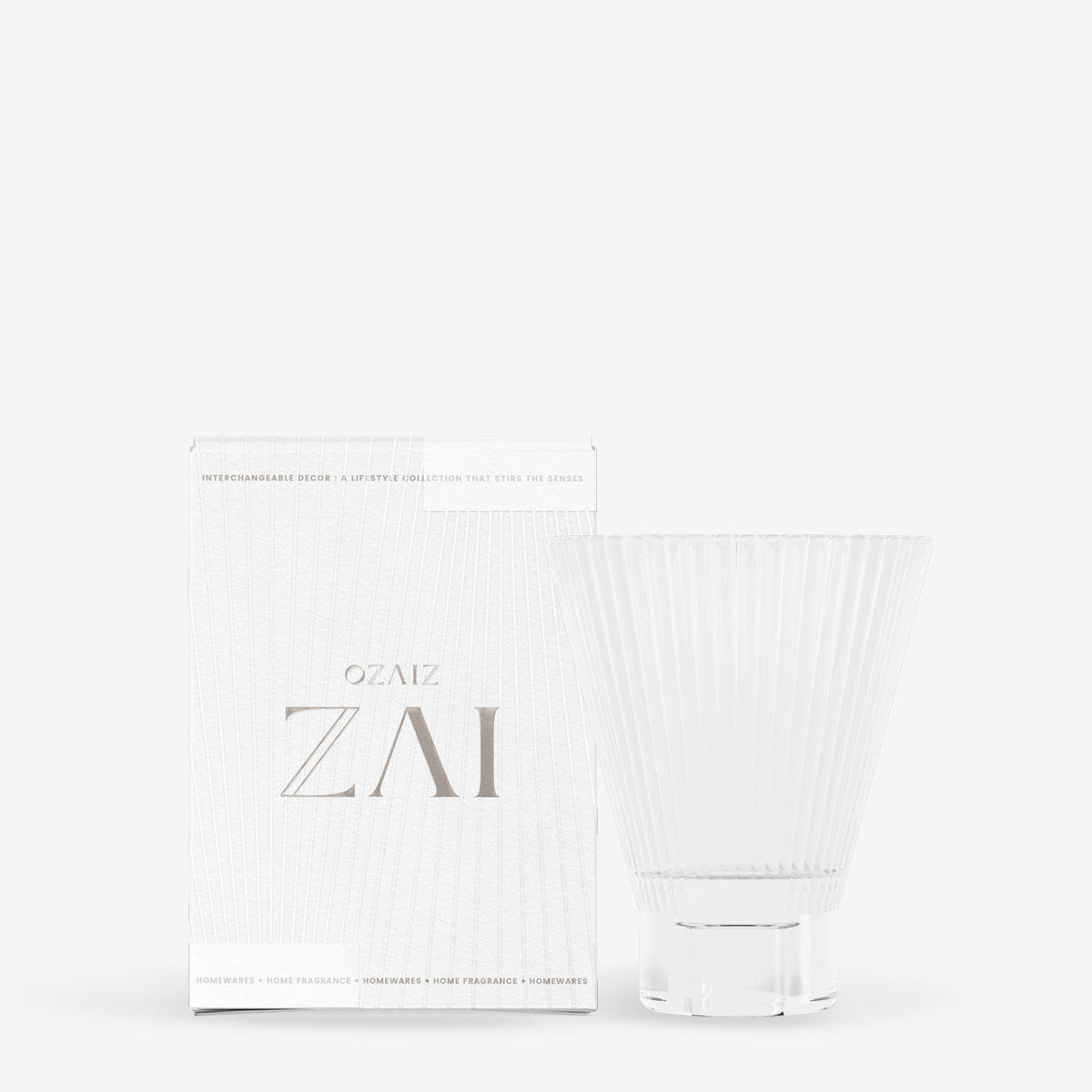 clear zai tumbler beside its matching box