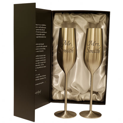 Silver Personalized Champagne Flutes Set of 2, 7.5 Ounces