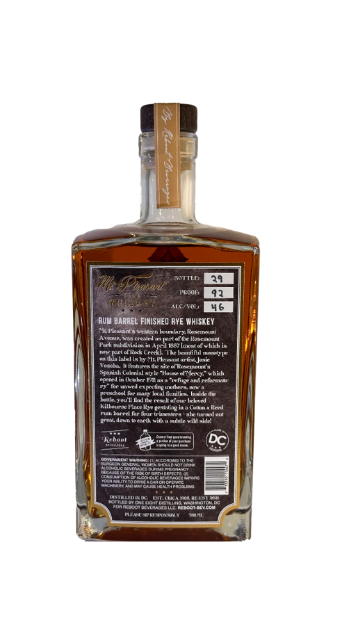 mt. pleasant club whiskey "rosemount" rum barrel rye