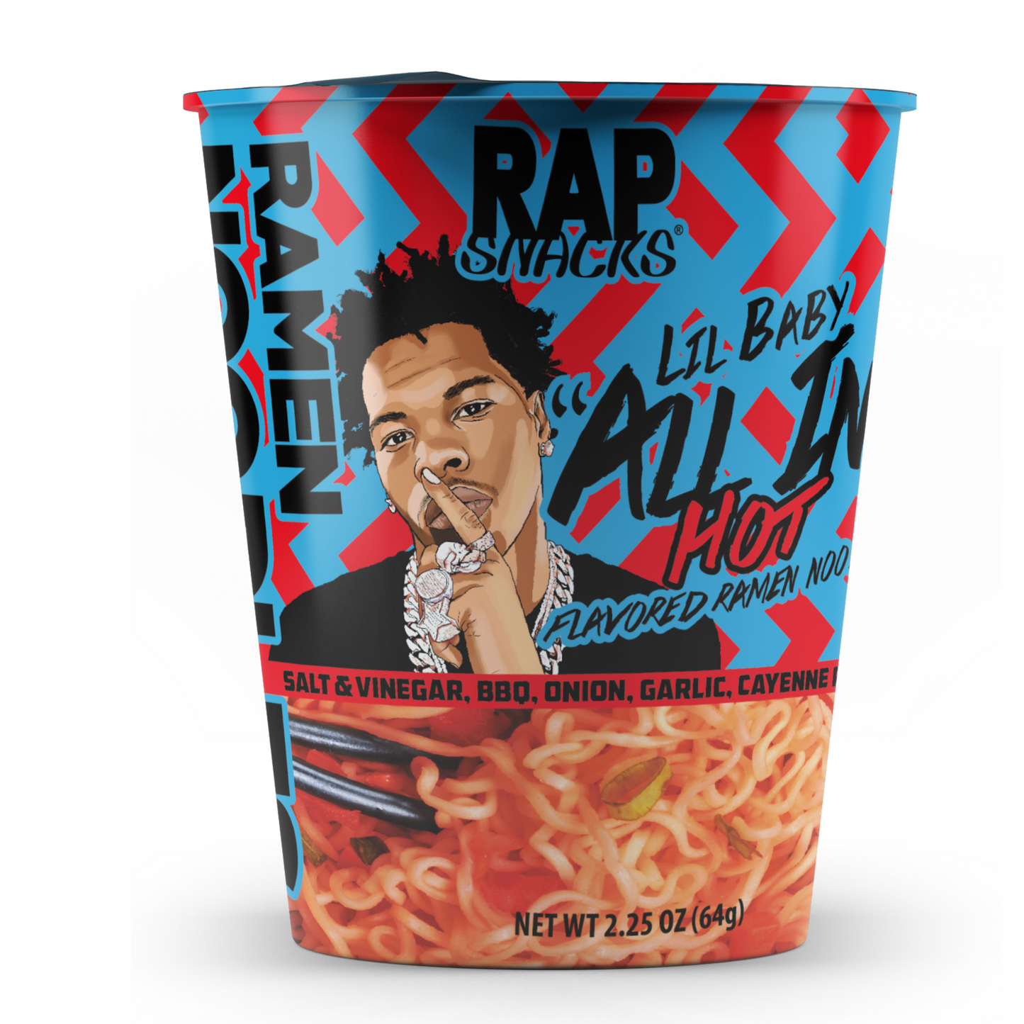 rap snacks lil baby all in hot ramen 2.25oz cups 12ct