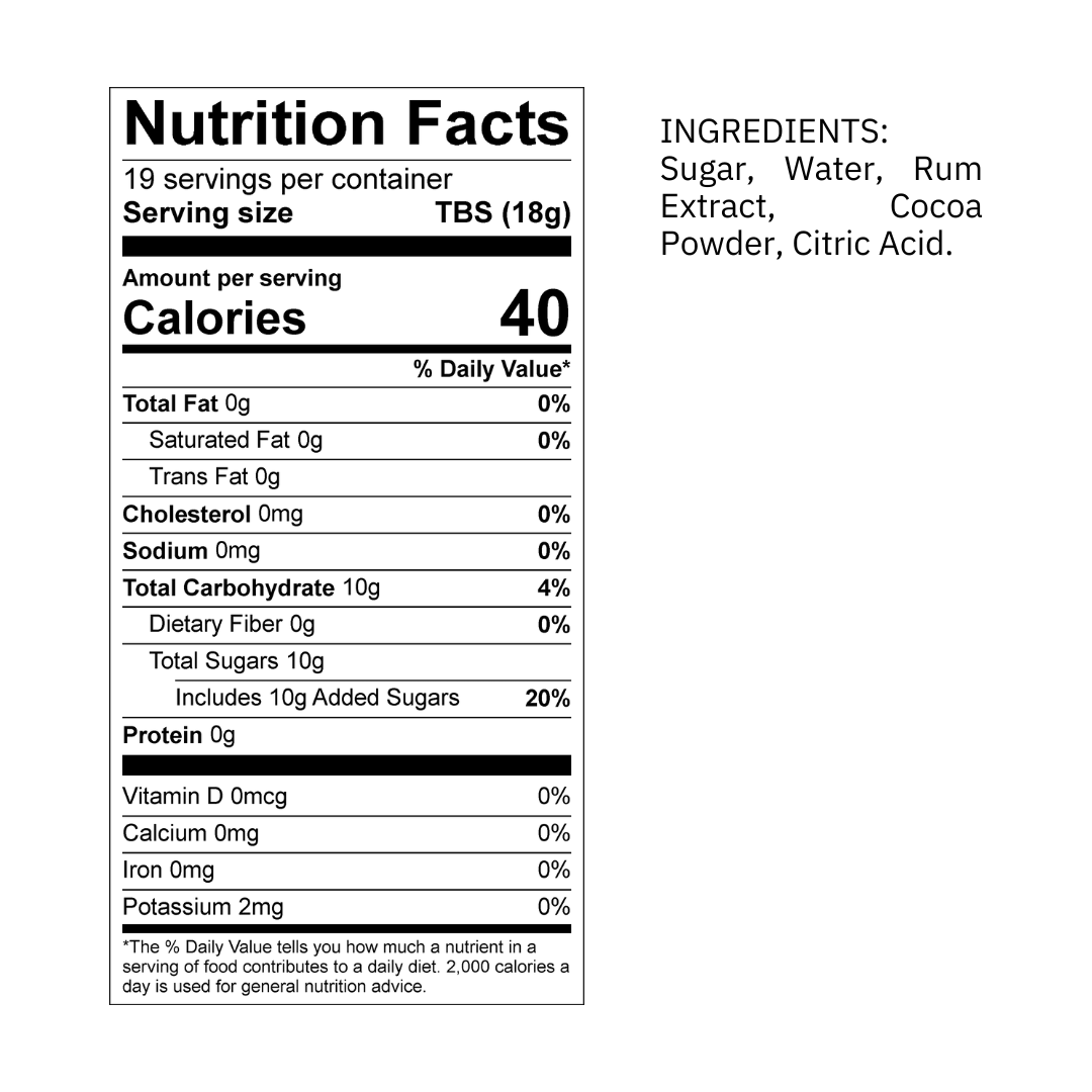 chocolate rum cream flavored syrup