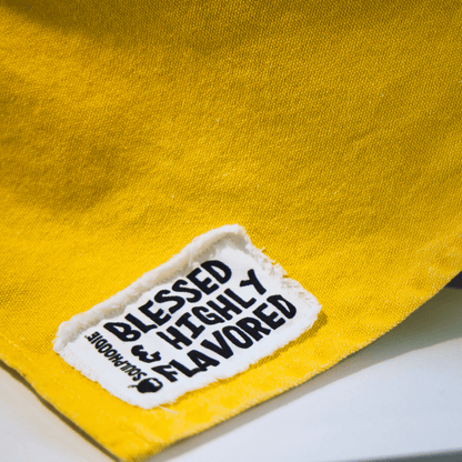 Gold canvas and soulPhoodie label detail