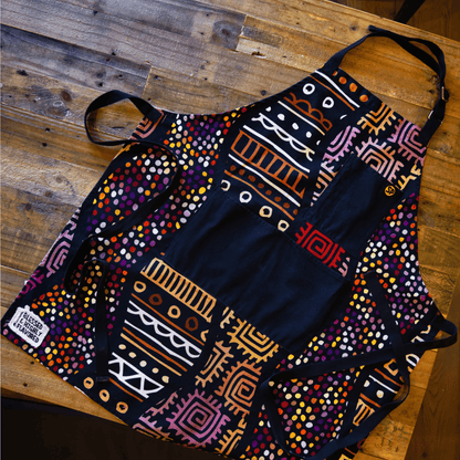Daddy Bob geometric-print apron laid flat