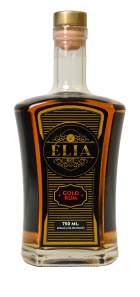 elia625 gold rum, 750 ml bottle, front label