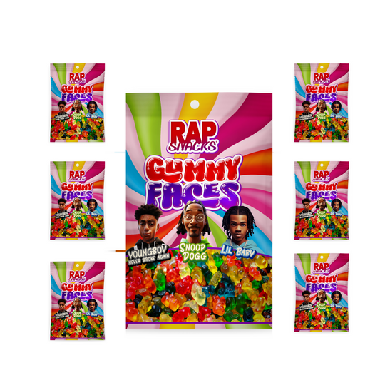 Rap Snacks Gummy Candy Faces (6-Pack)