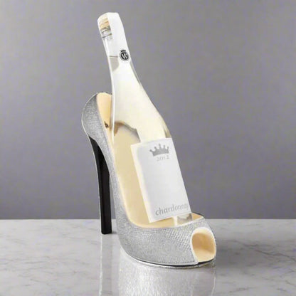 High Heel Silver Glitter Wine Bottle Holder