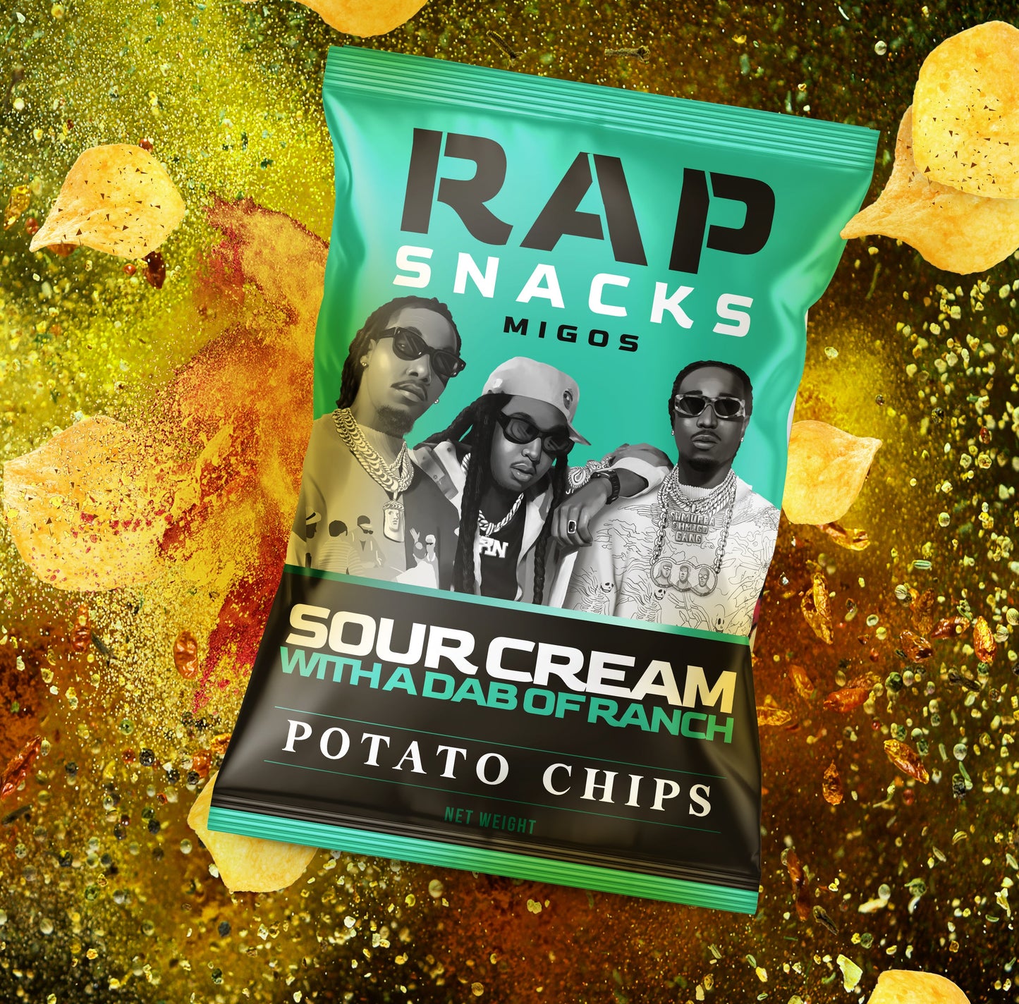 rap snacks migos | sour cream with a dab of ranch chips (10 bags)