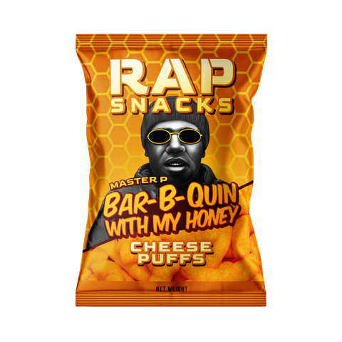 rap snacks master p bar-b-quin with my honey cheese puffs (2oz) (12 bags)