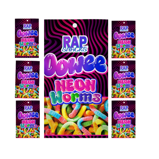 Rap Snacks Neon Gummy Candy Worms (6-Pack)