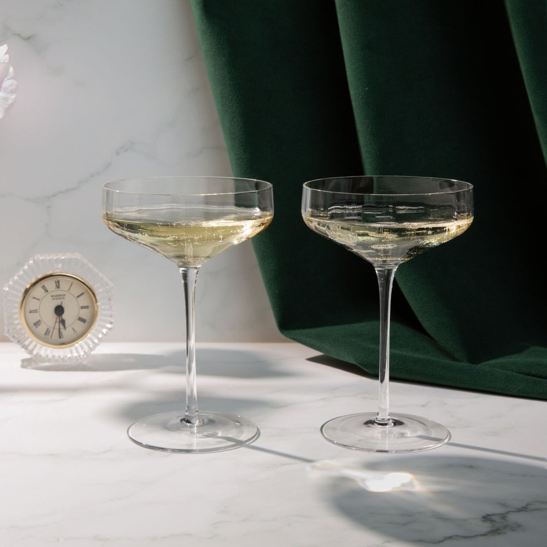 angled coupe glasses