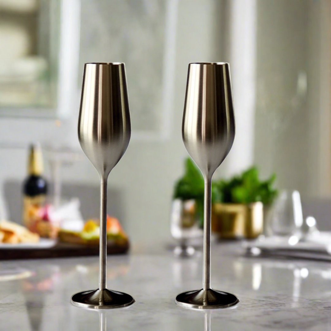 unbreakable champagne flutes (silver)