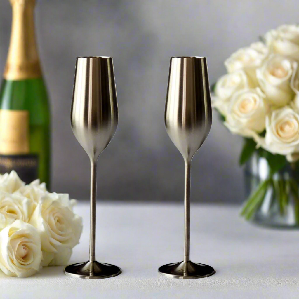 unbreakable champagne flutes (silver)